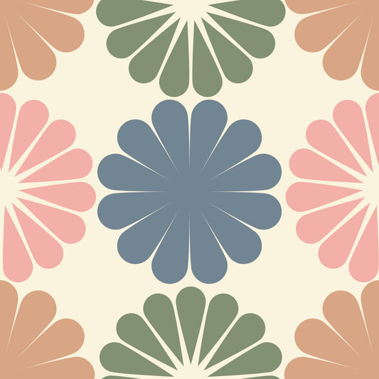 Pastel Geometric Flowers Wallpaper⁠
