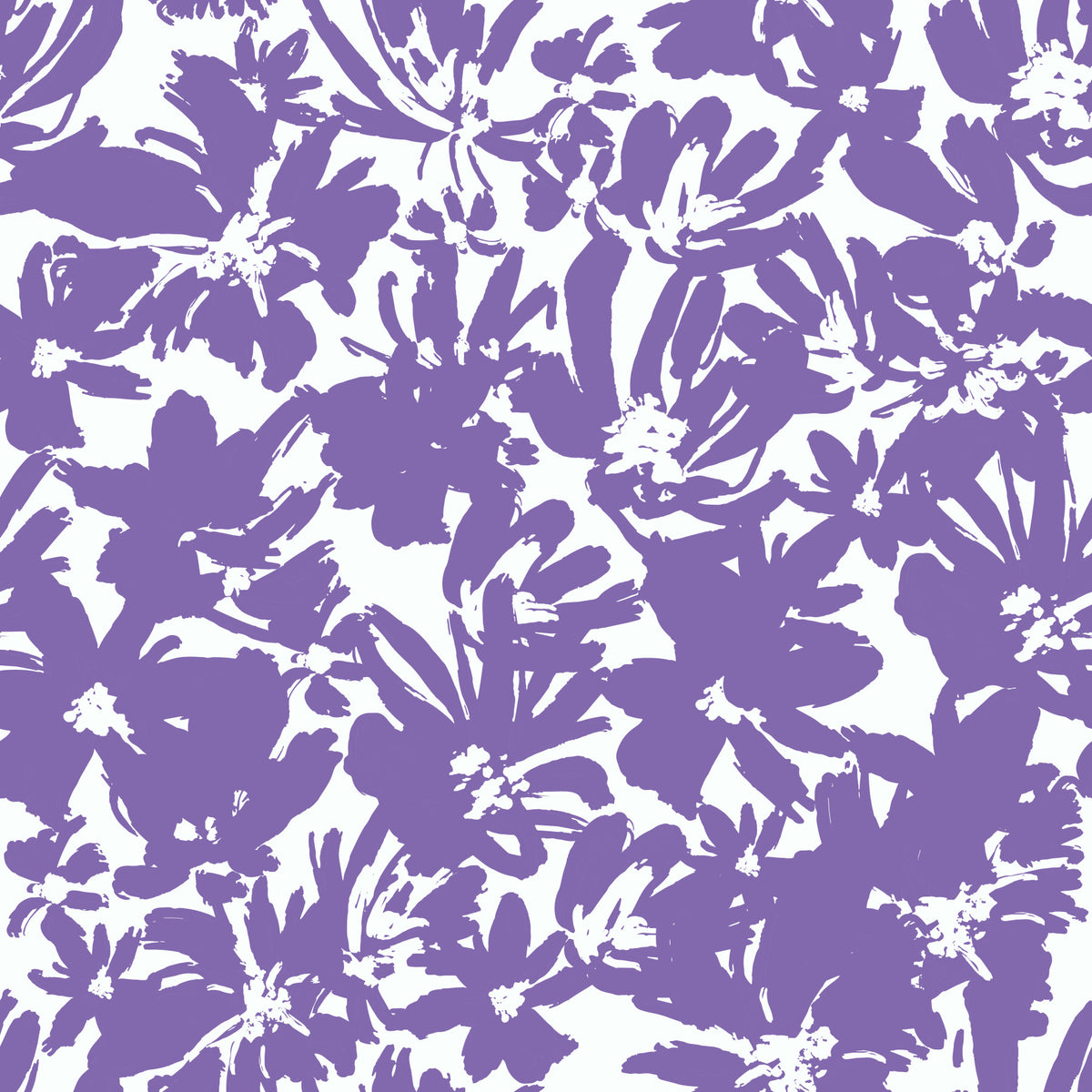 Abstract Painted Purple Flowers Wallpaper⁠ in your room — zoomed