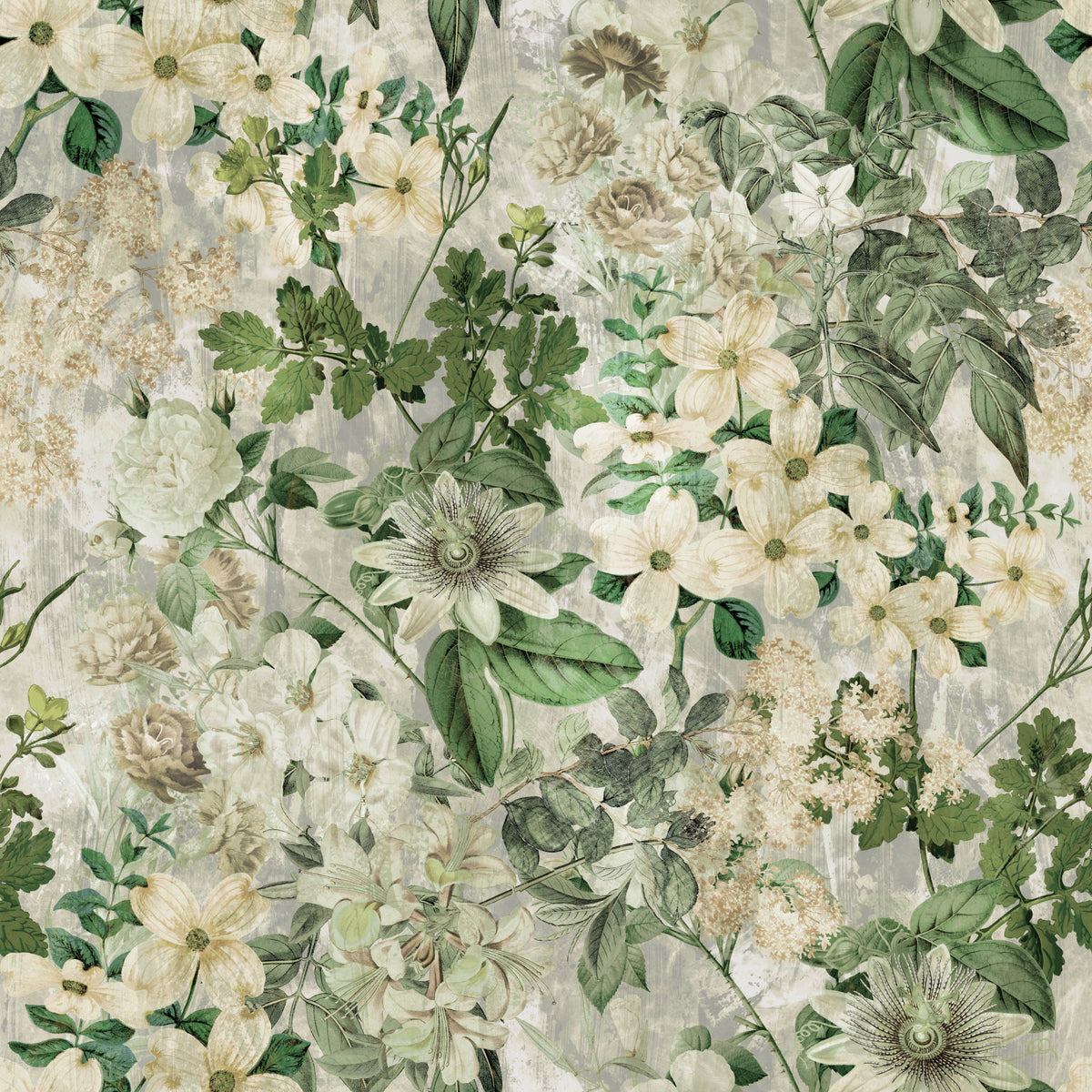 Vintage Bloom Canvas Wallpaper⁠ in your room — zoomed
