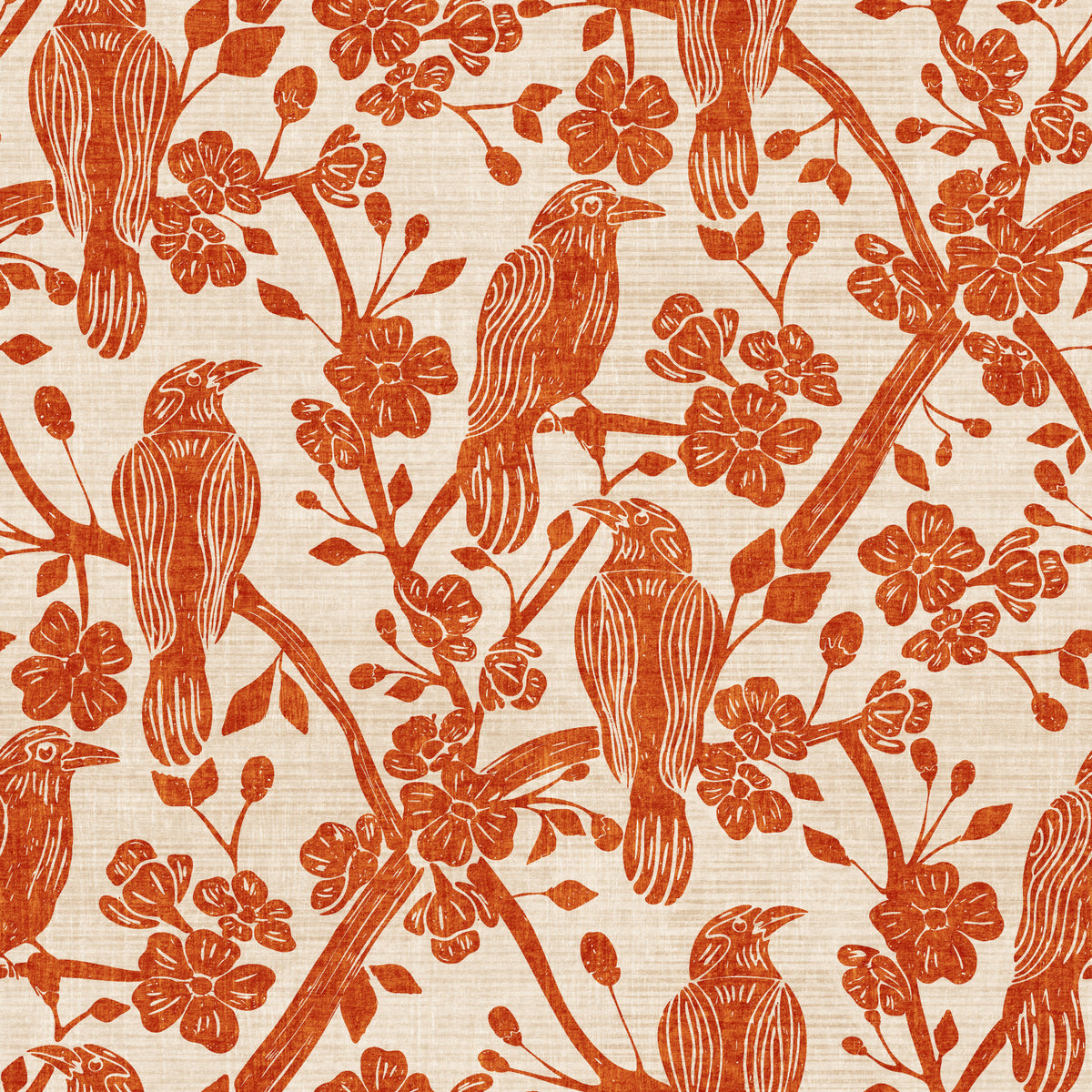 Blossom & Crow Rust Orange & Cream Wallpaper⁠ in your room