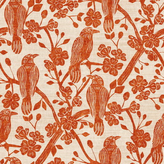 Blossom & Crow Rust Orange & Cream Wallpaper⁠