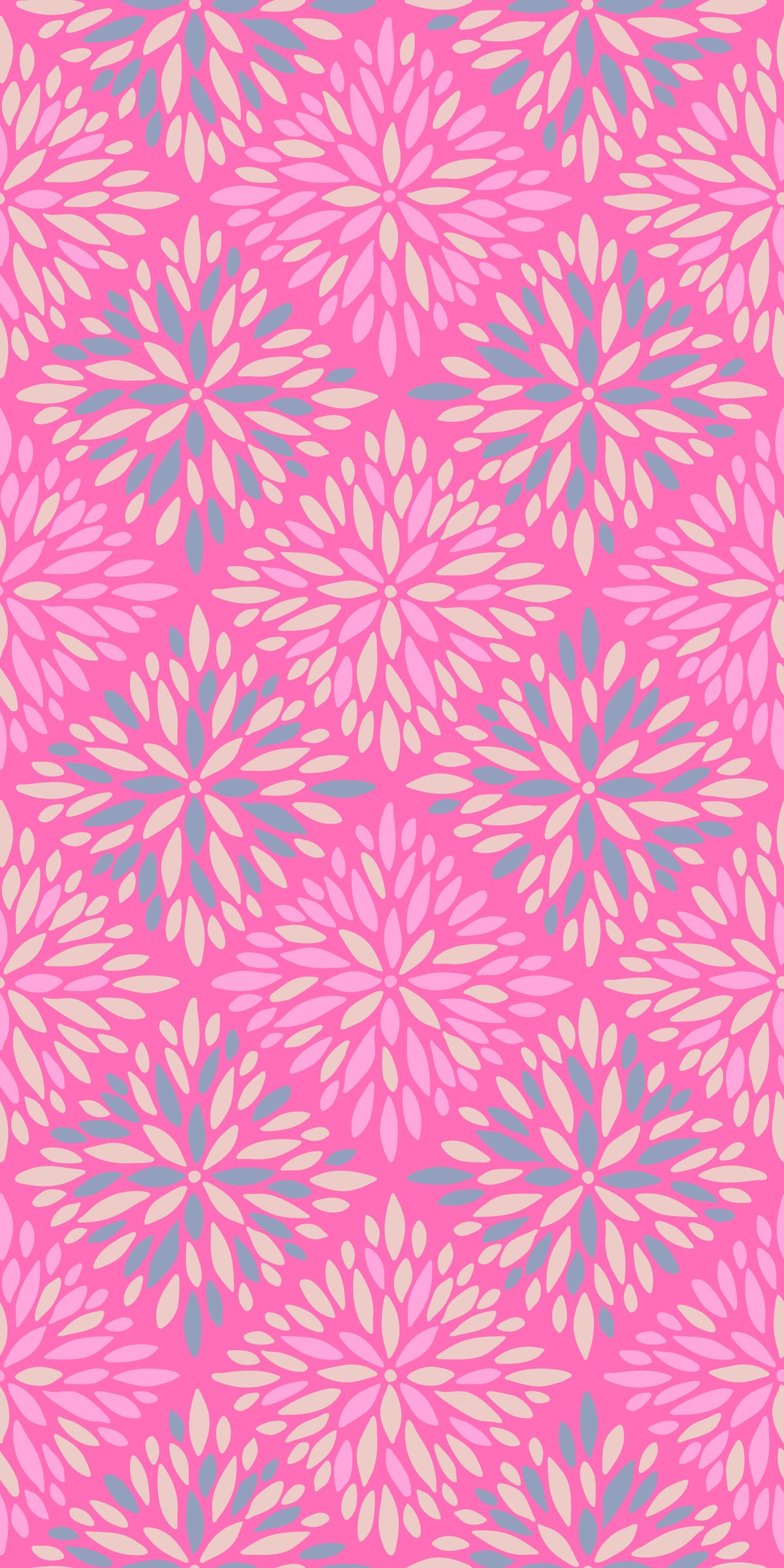 Dahlia Diamonds Bohemian Floral Damask Tiles Fuchsia Hot Pink Wallpaper⁠ in your room