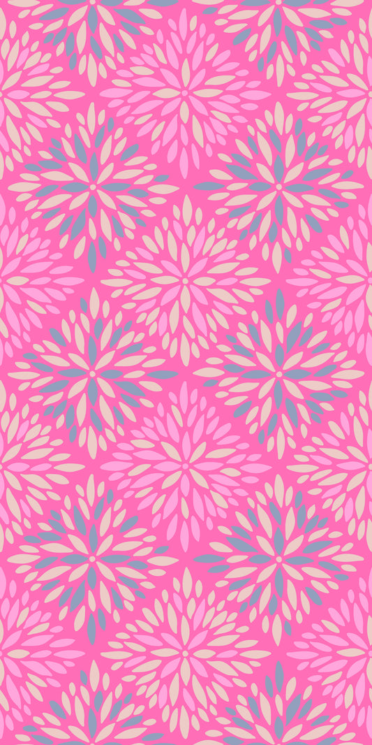 Dahlia Diamonds Bohemian Floral Damask Tiles Fuchsia Hot Pink Wallpaper⁠