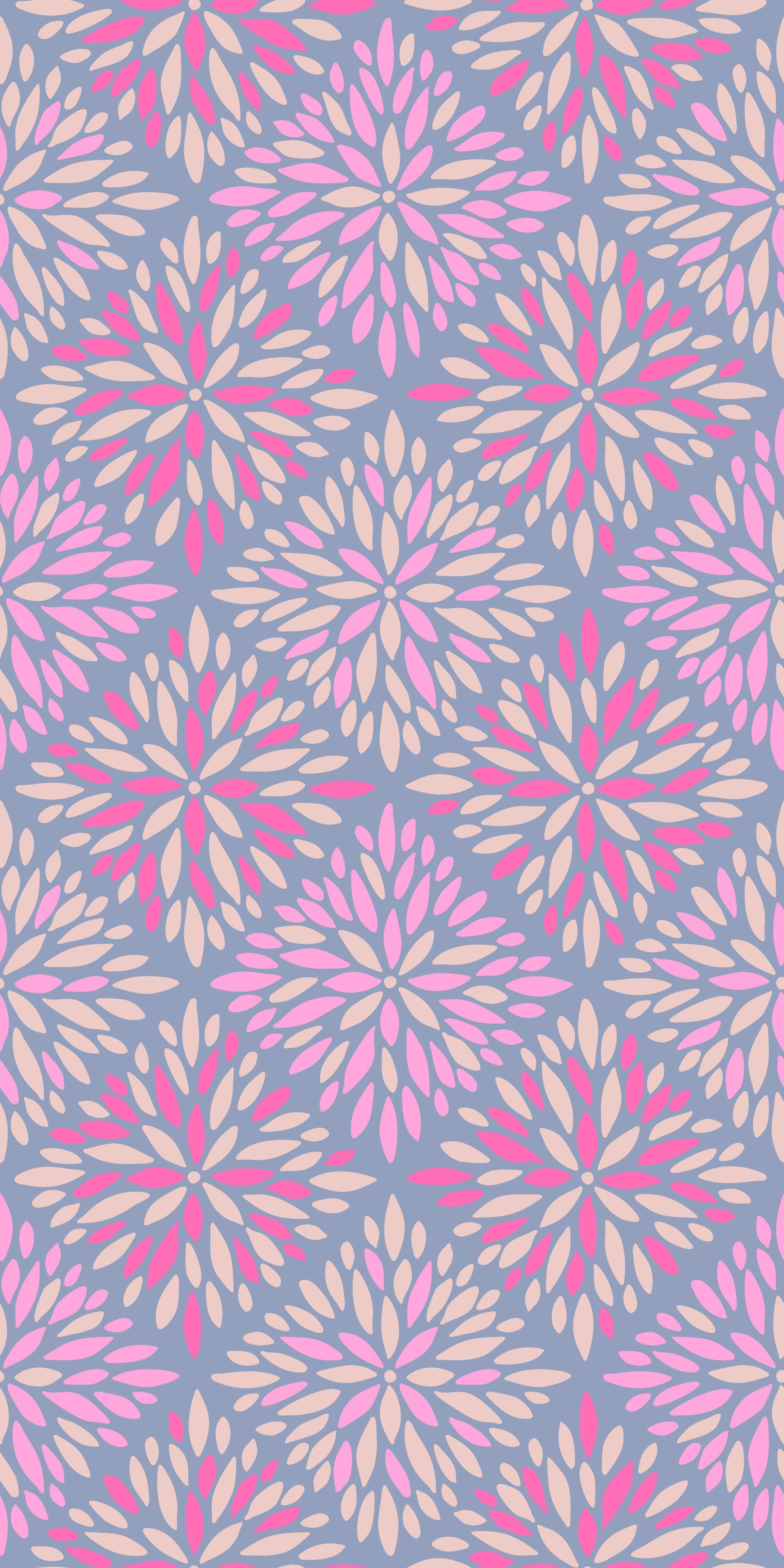 Dahlia Diamonds Boho Floral Tile Pink Lavender Purple Wallpaper⁠ in your room — zoomed