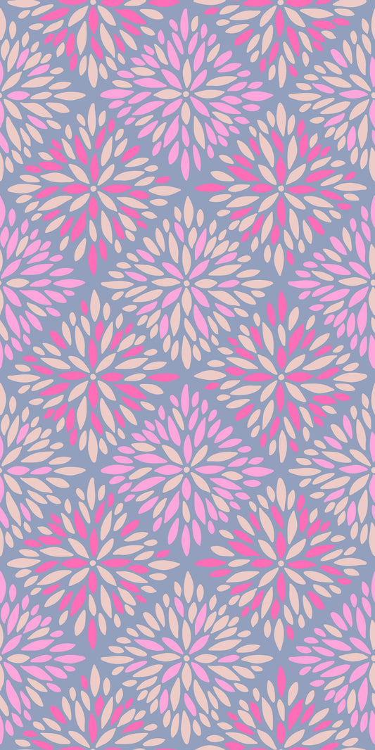 Dahlia Diamonds Boho Floral Tile Pink Lavender Purple Wallpaper⁠