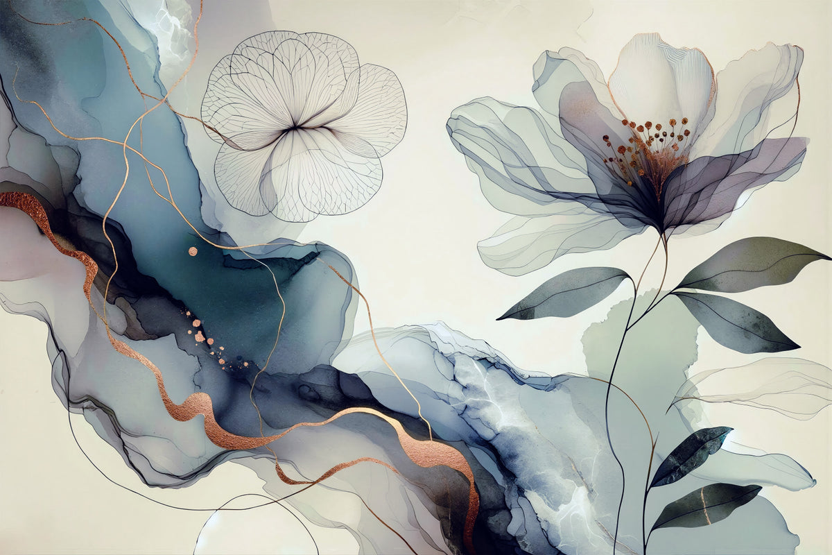 Dreamy Sage Garden Blue  Wall Mural in your room — zoomed