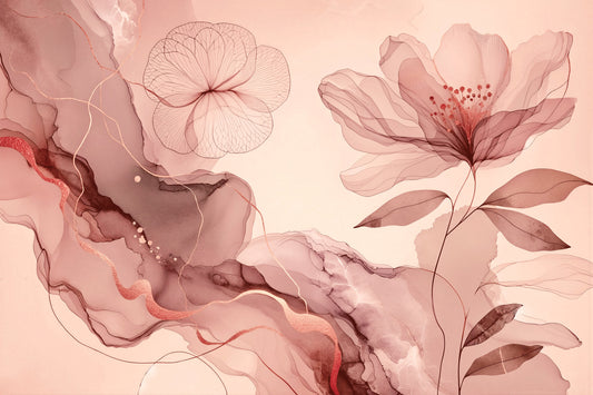 Dreamy Sage Garden Rose Gold Wall Mural