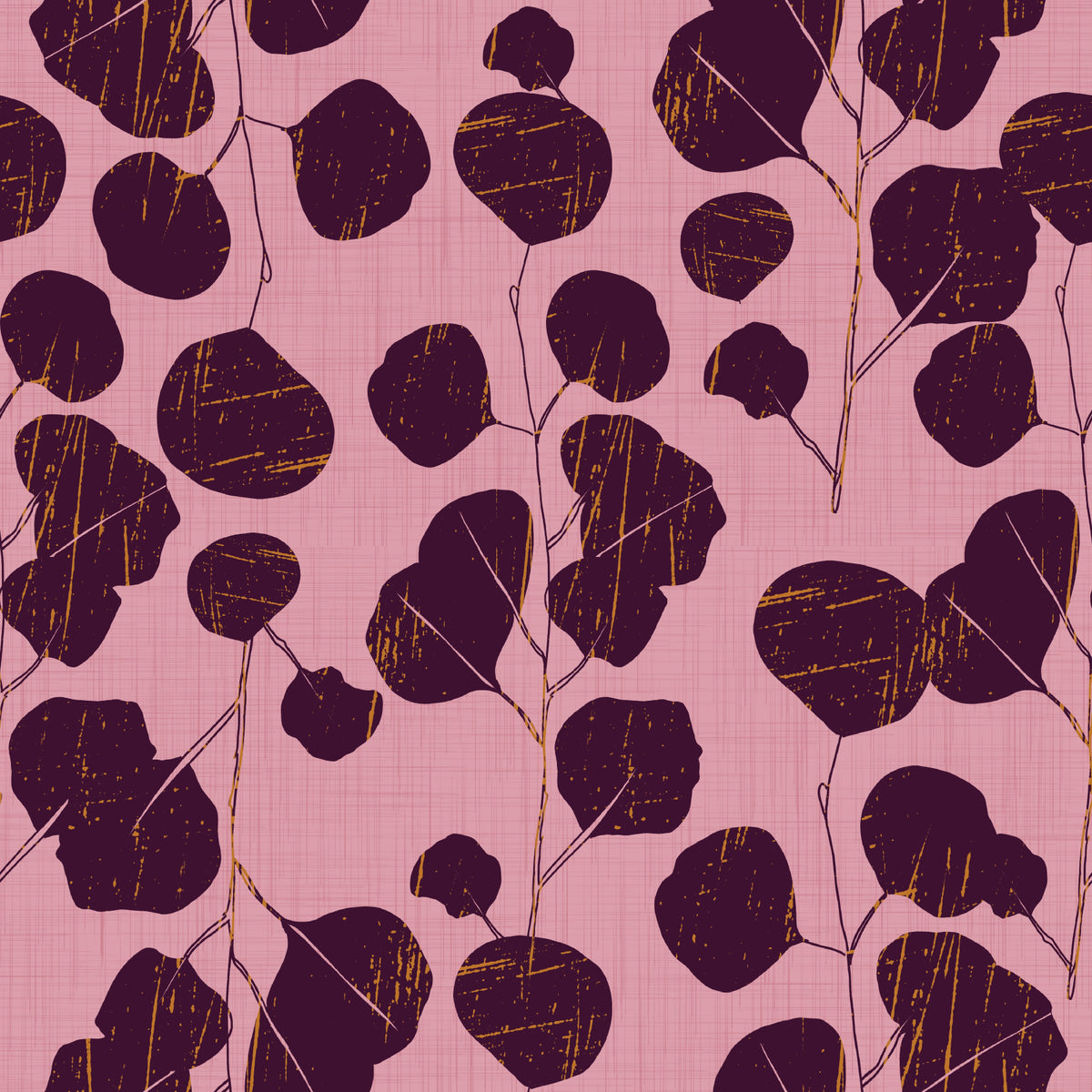 Boho Jewel Tone Botanical Plum Leaves Pink Wallpaper⁠ in your room — zoomed