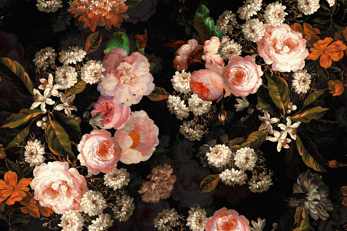 Midnight Rose Garden Wall Mural in your room — zoomed
