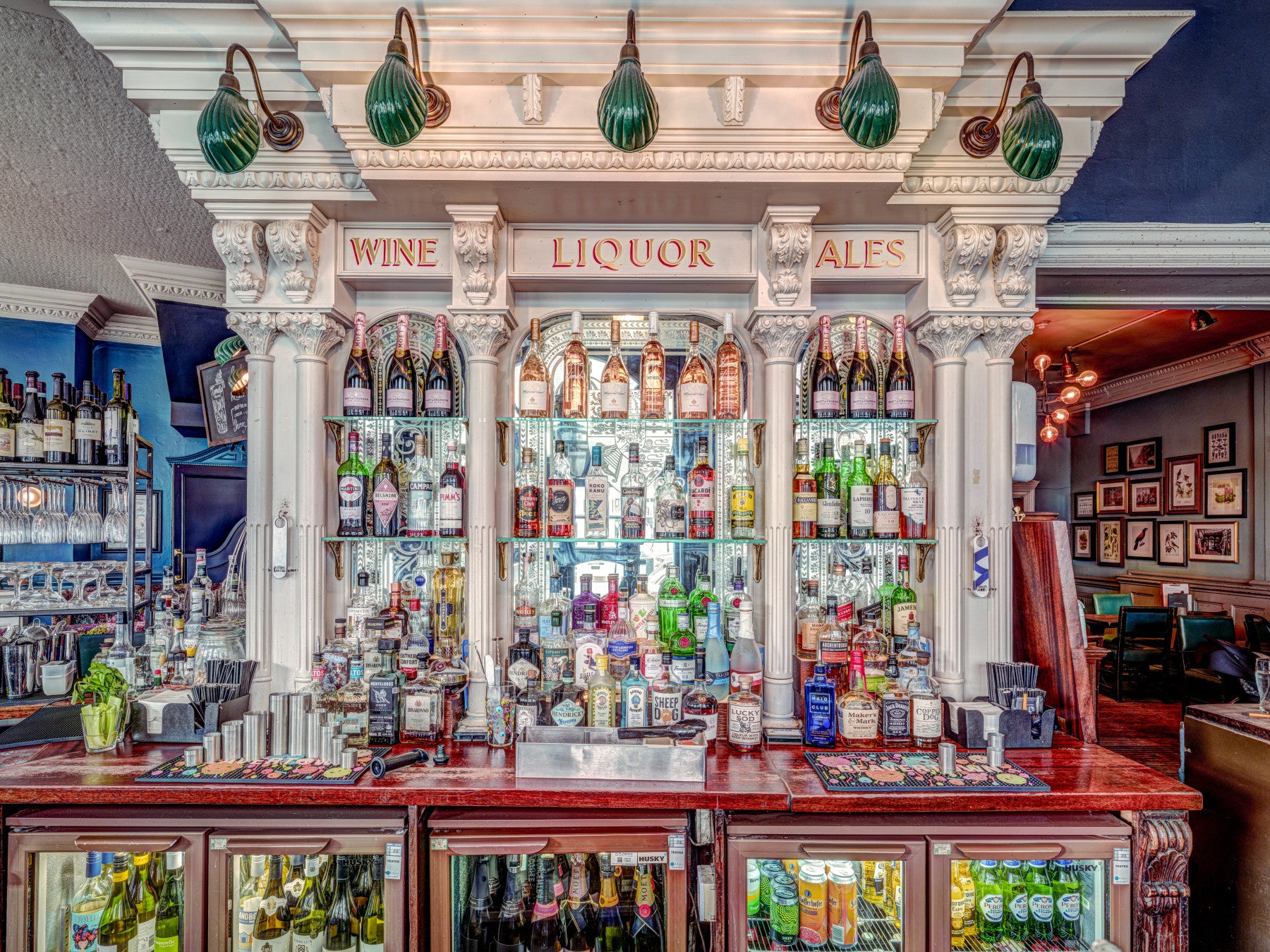 Fine Spirits Elegant Bar Scene Wall Mural in your room — zoomed