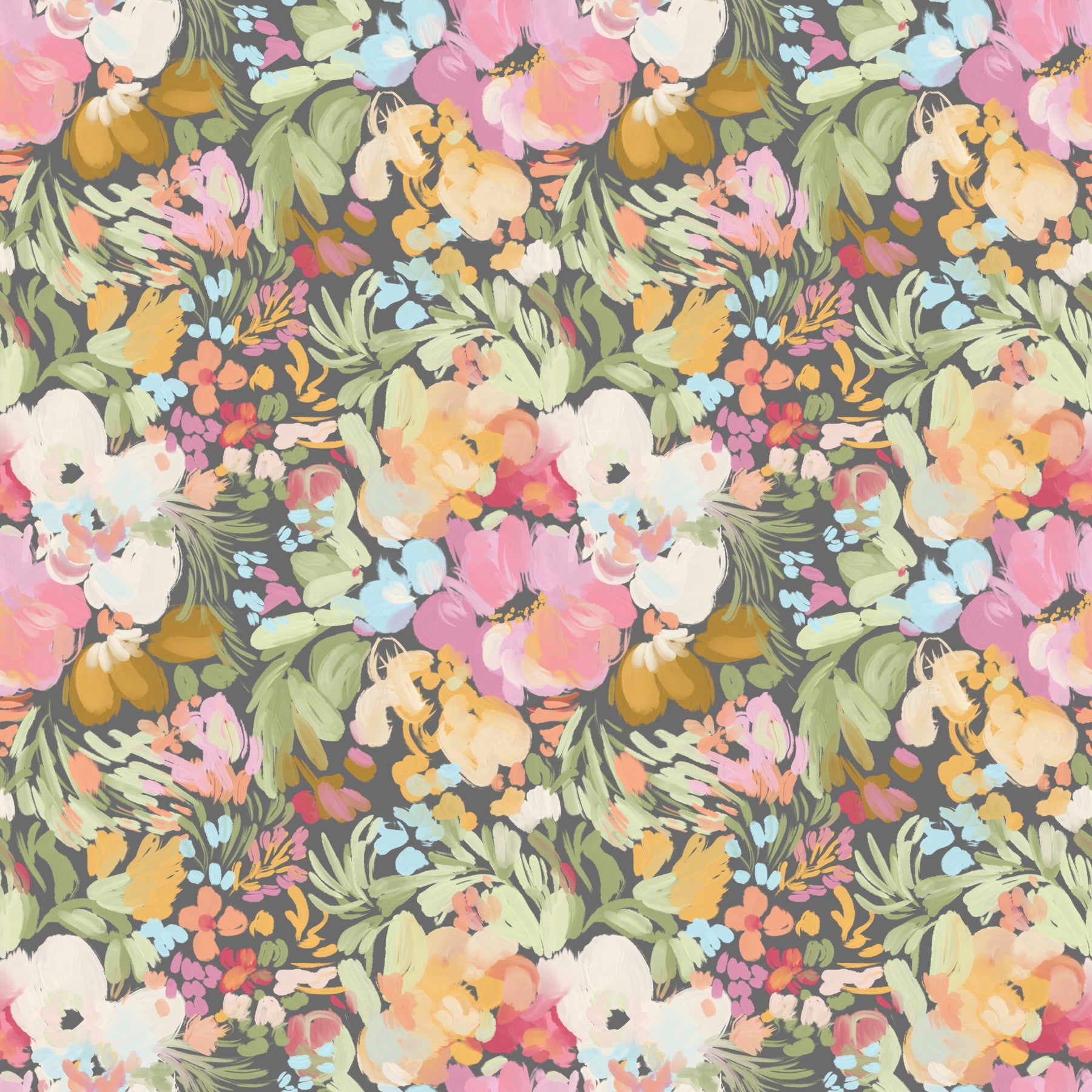 Spring Painterly Florals Wallpaper⁠