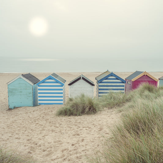Row of Beach Huts Wall Mural
