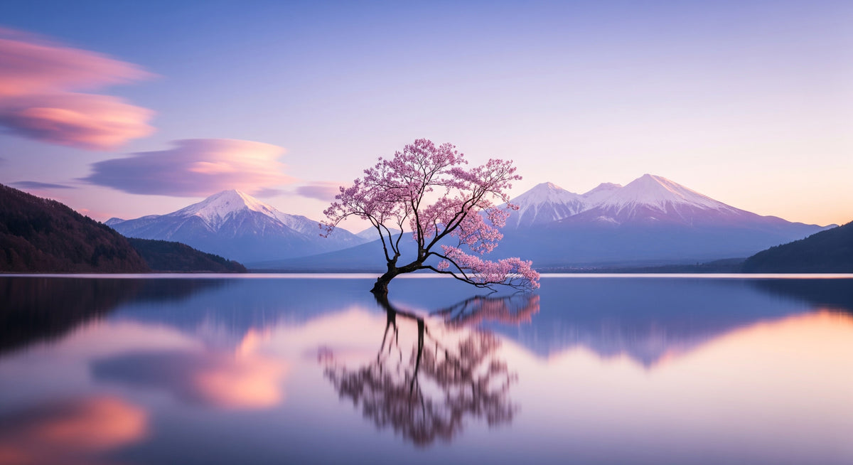 Blossom Mirror Tranquil Mountain Reflection Wall Mural in your room