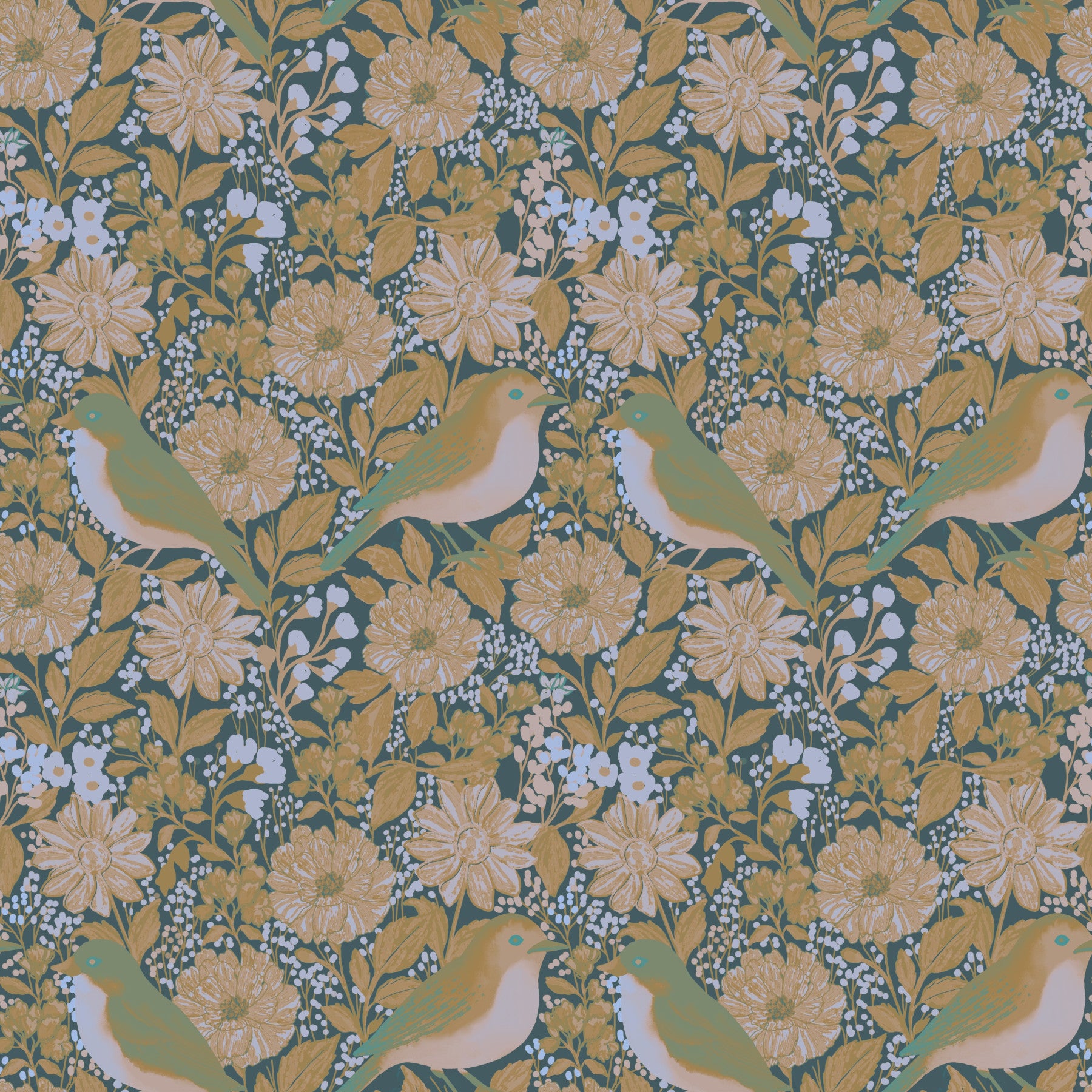 Bloom & Birds Serenity Wallpaper⁠