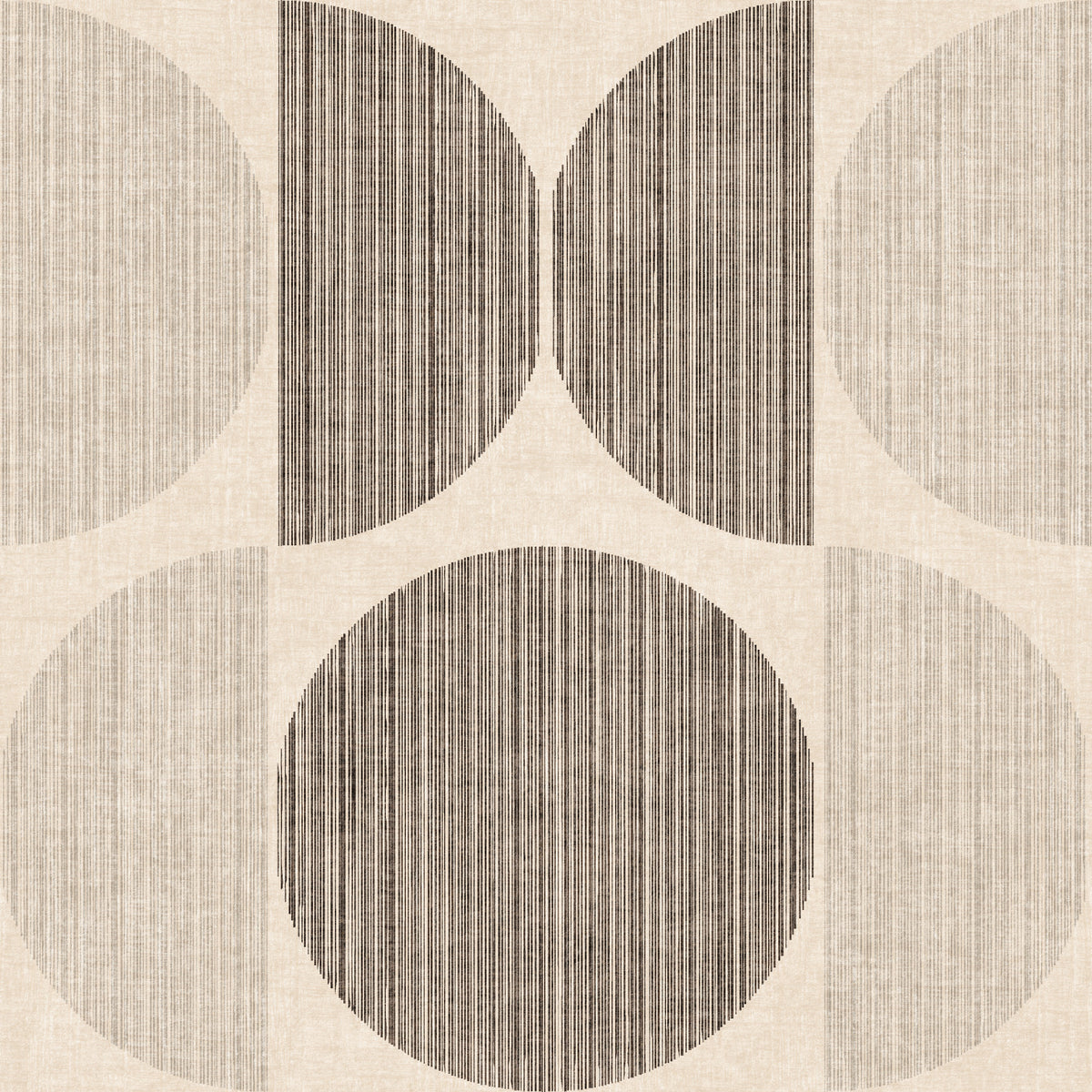Bauhaus Beige Geometric Circle Midcentury & Modern Wallpaper⁠ in your room