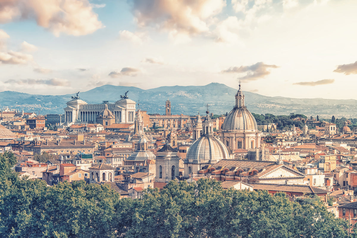 Eternal City: Roman Skyline Canvas Wall Mural in your room — zoomed