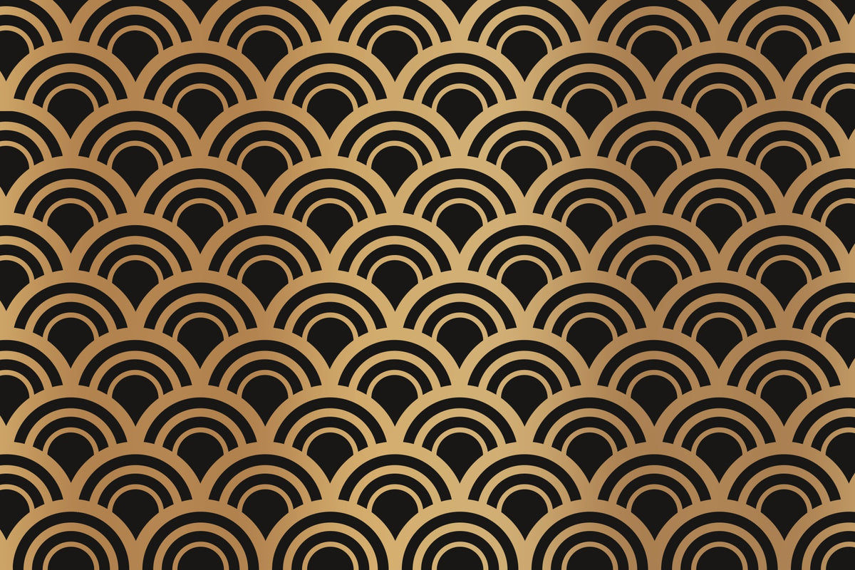 Luxury Gold Art Deco Waves Wall Mural in your room