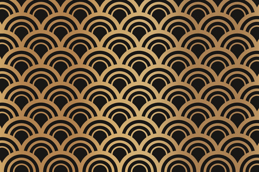Luxury Gold Art Deco Waves Wall Mural