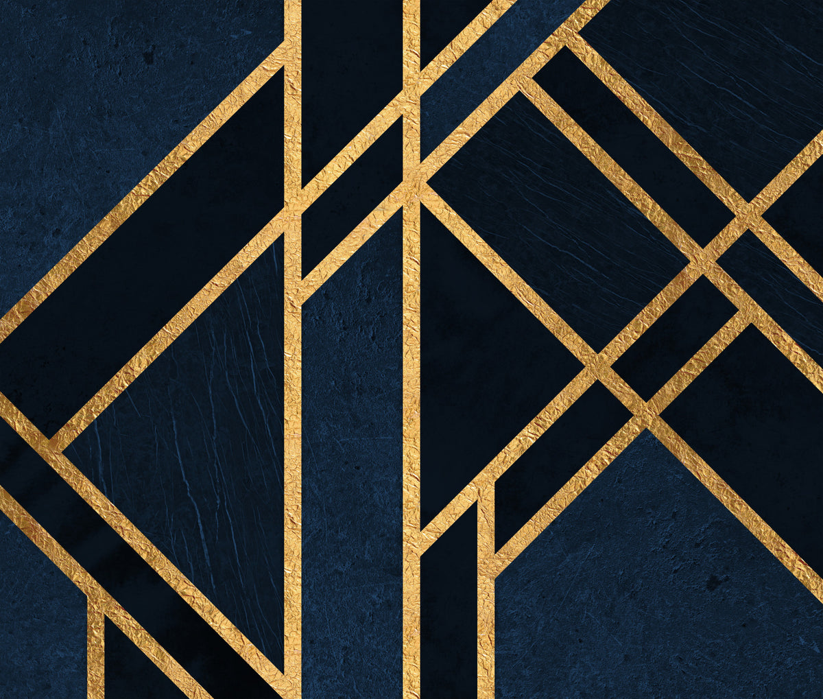 Art Deco Navy Blue and Gold Luxe Wall Mural in your room — zoomed