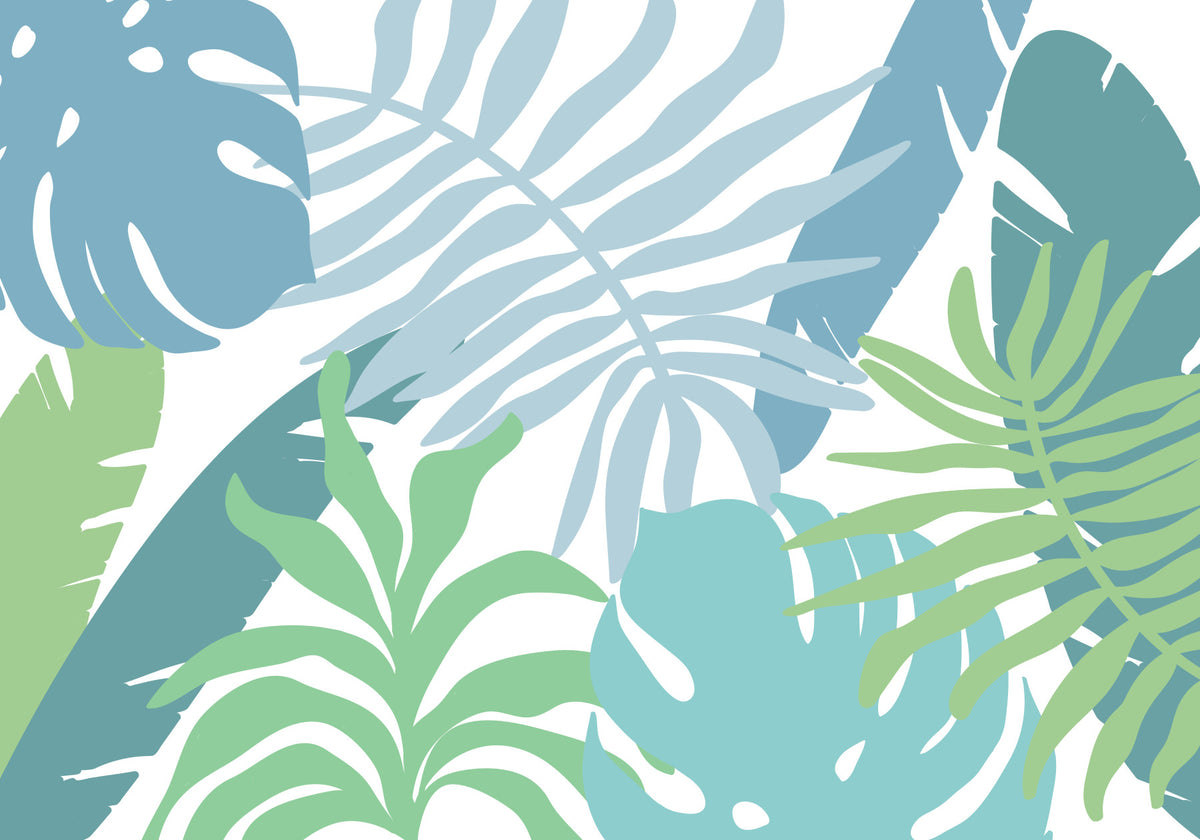 Leafy Blues Wall Mural in your room