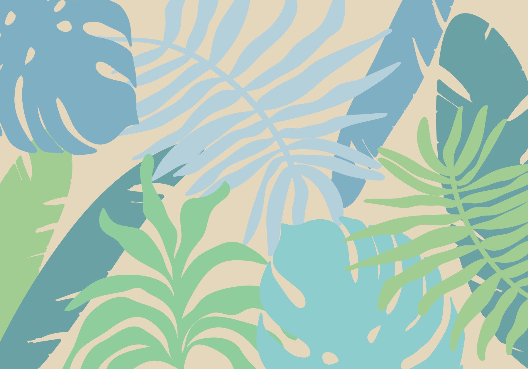 Coastal Leaf Pattern Wall Mural