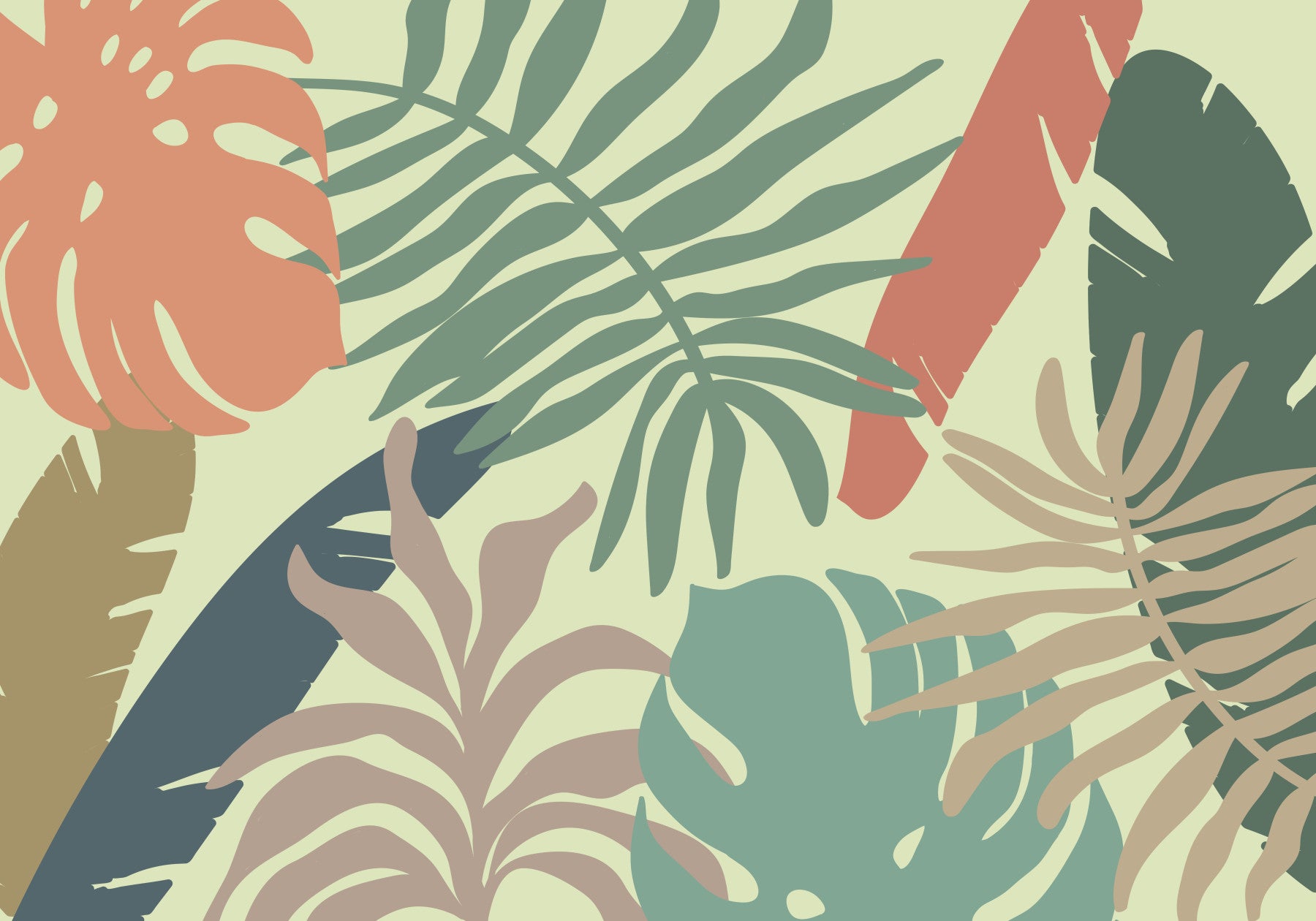 Leafy Calm Wall Mural in your room — zoomed