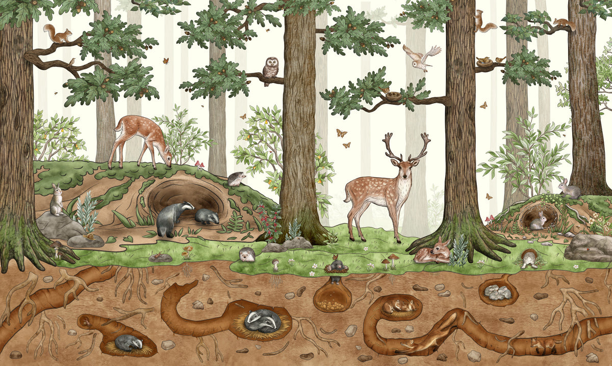 Forest Friends Hideaway Wall Mural in your room — zoomed