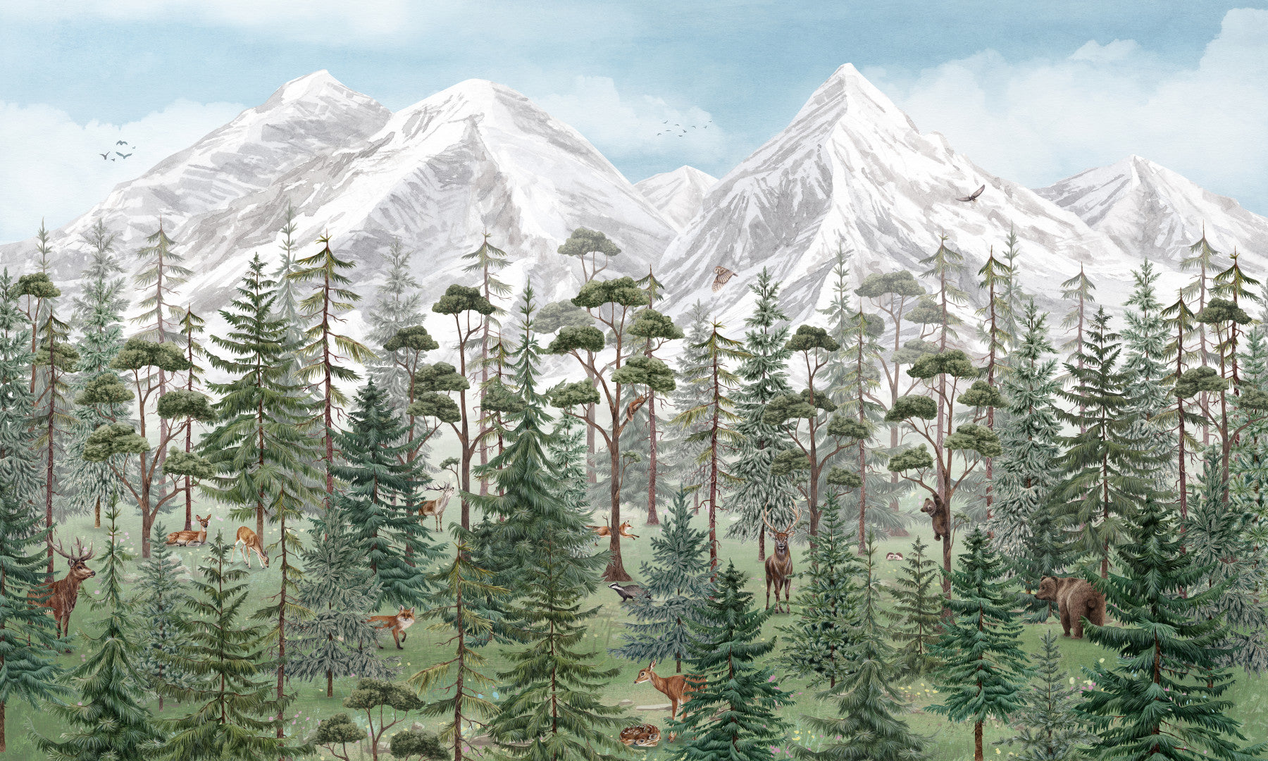 Tranquil Alpine Forest Wall Mural