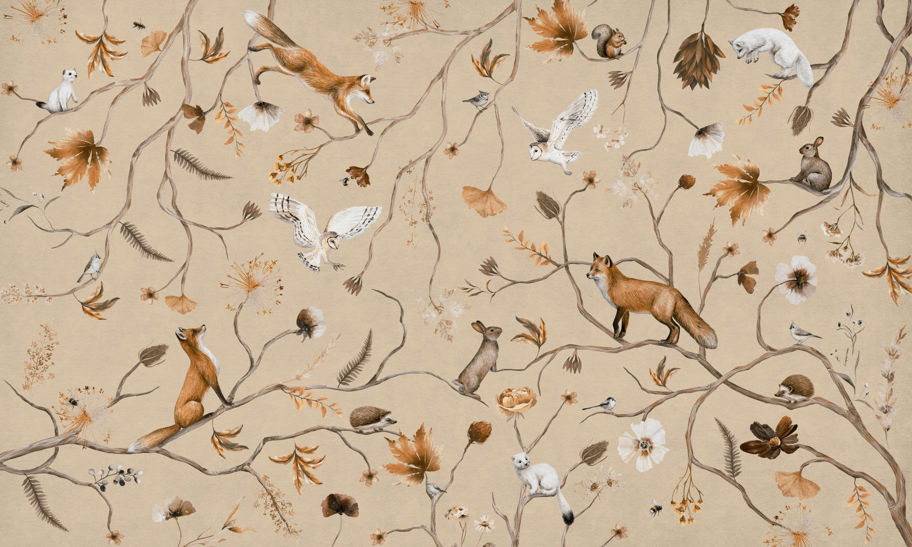 Forest Creatures Wall Mural in your room — zoomed