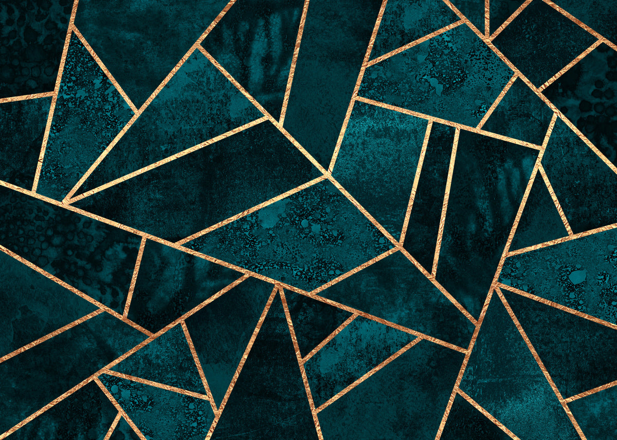 Teal & Gold Geometric Wall Mural - 2715972 in your room — zoomed