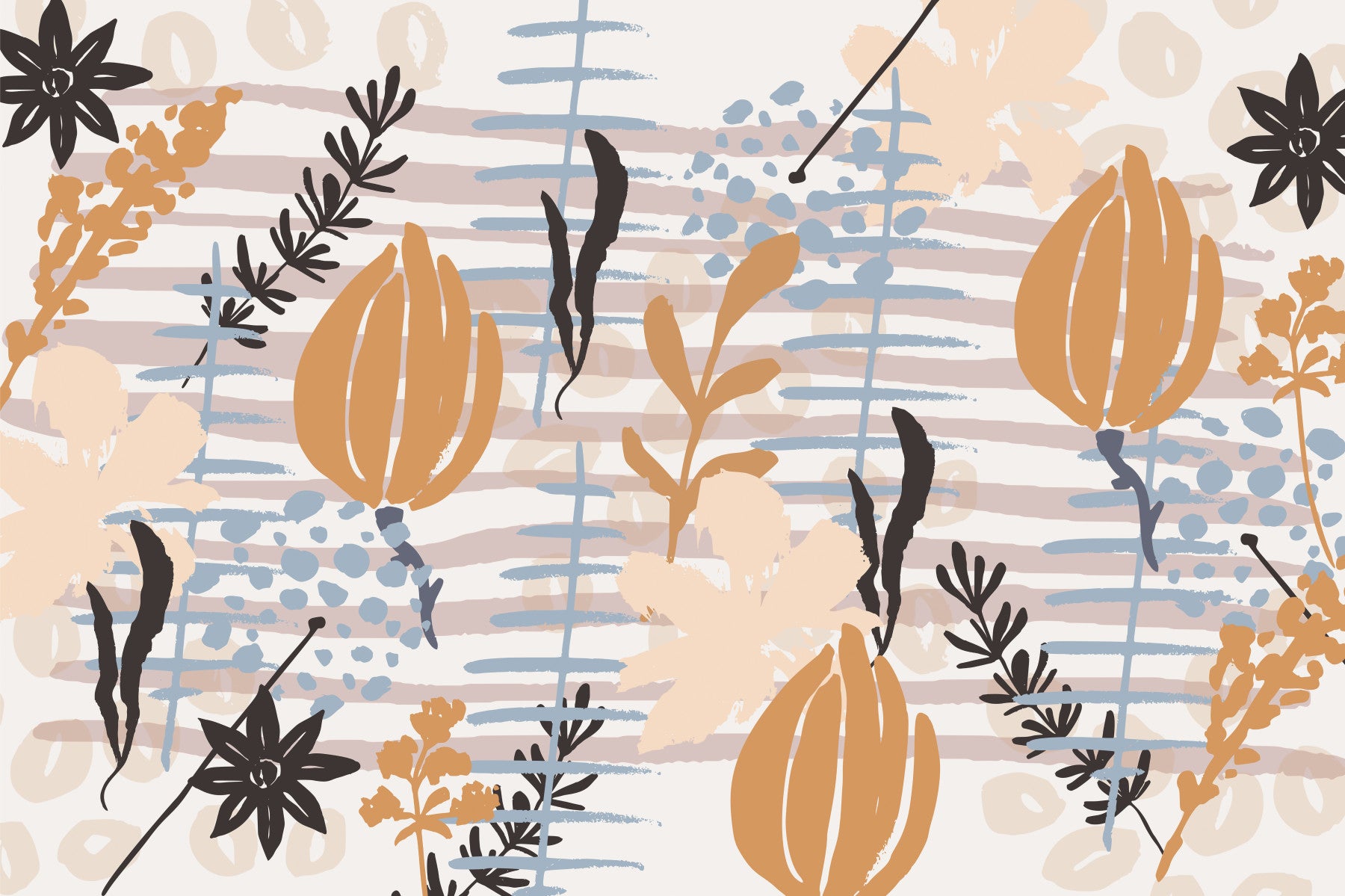 Brushstroke Blooms Wall Mural -2741377