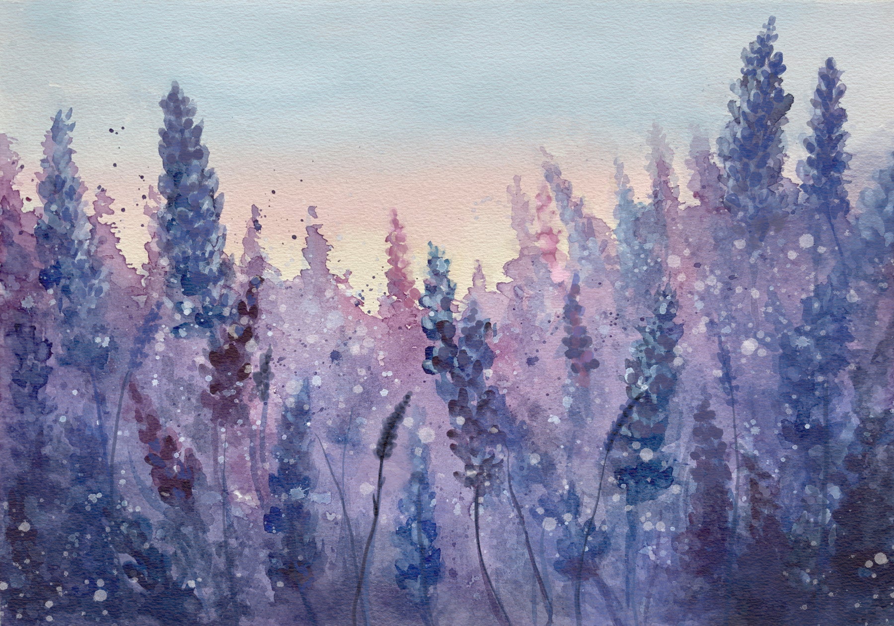 Watercolor Lavender Field Wall Mural -2745082 in your room — zoomed