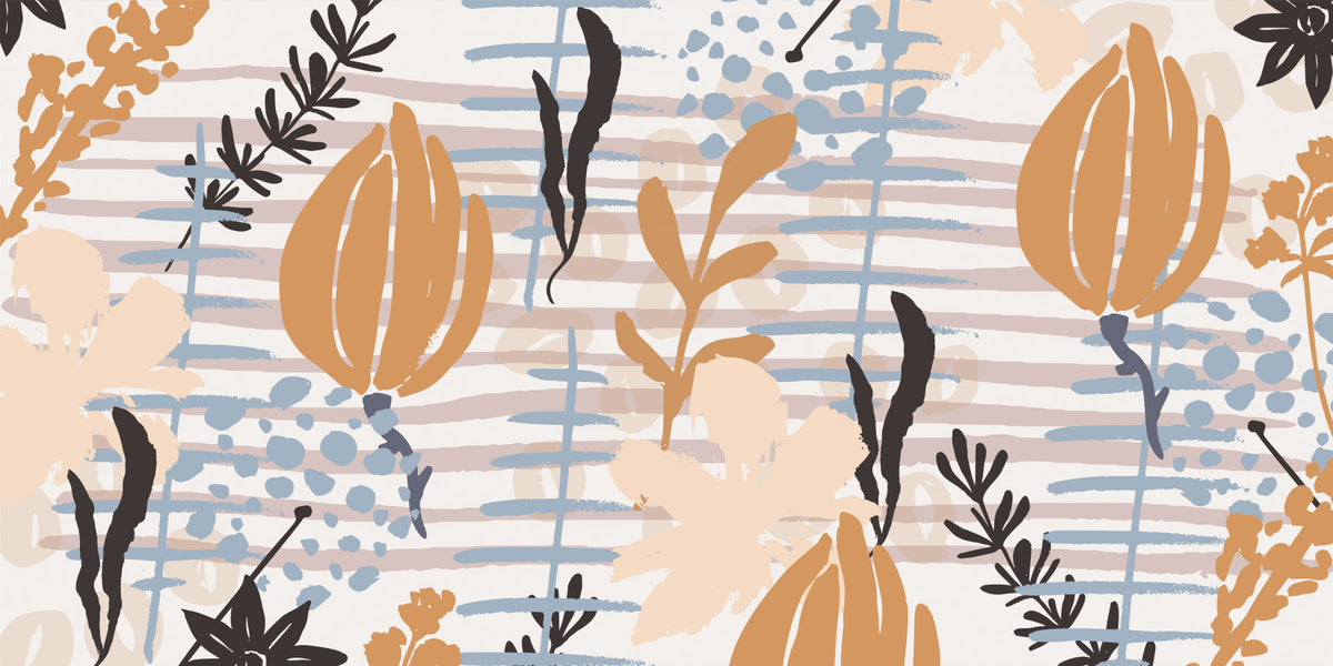 Flora Meets Stripes Wall Mural -2759446 in your room — zoomed
