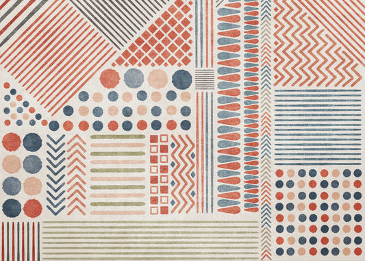 Terracotta & Indigo Rhythms Wall Mural - 2861685