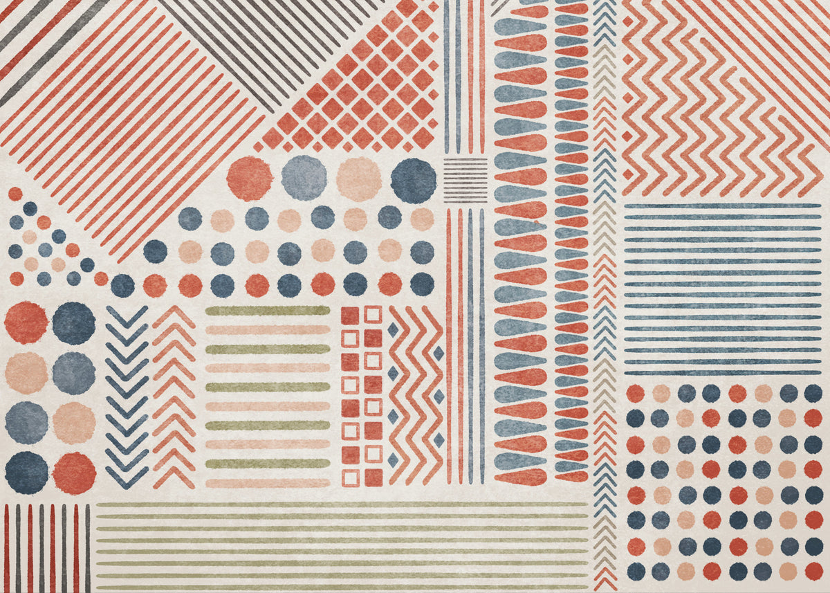 Terracotta & Indigo Rhythms Wall Mural - 2861685 in your room — zoomed