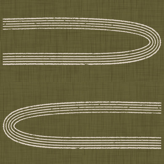 Retro Arch Lines - Soft Linen & Olive Mid Century Modern Wallpaper⁠