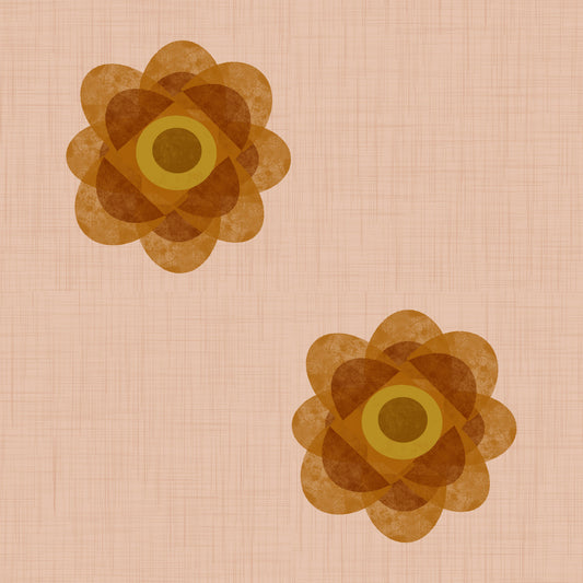 Japandi Bloom - Blush Petal Minimal Orange Floral Wallpaper⁠