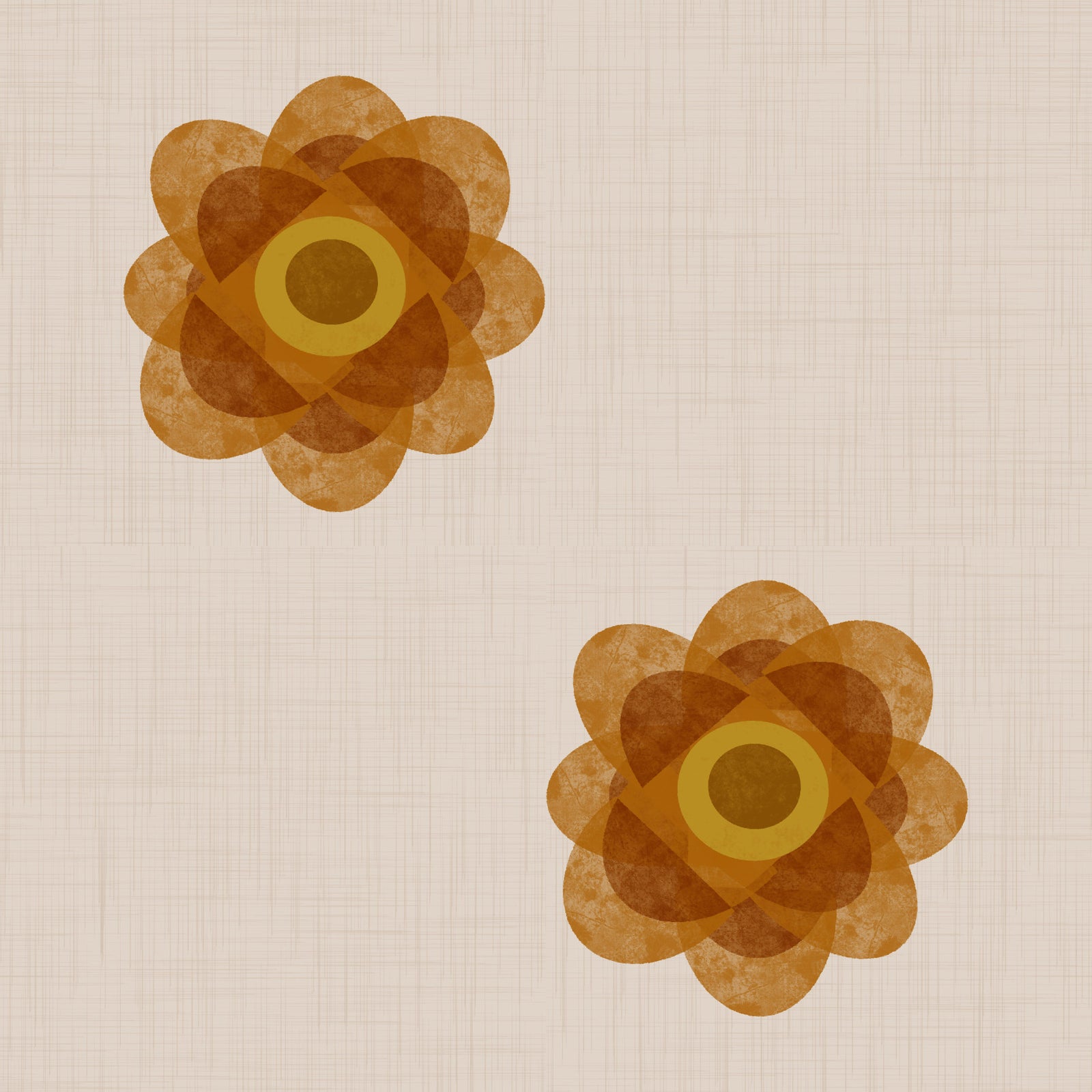 Japandi Bloom - Soft Linen Minimal Orange Floral Wallpaper⁠