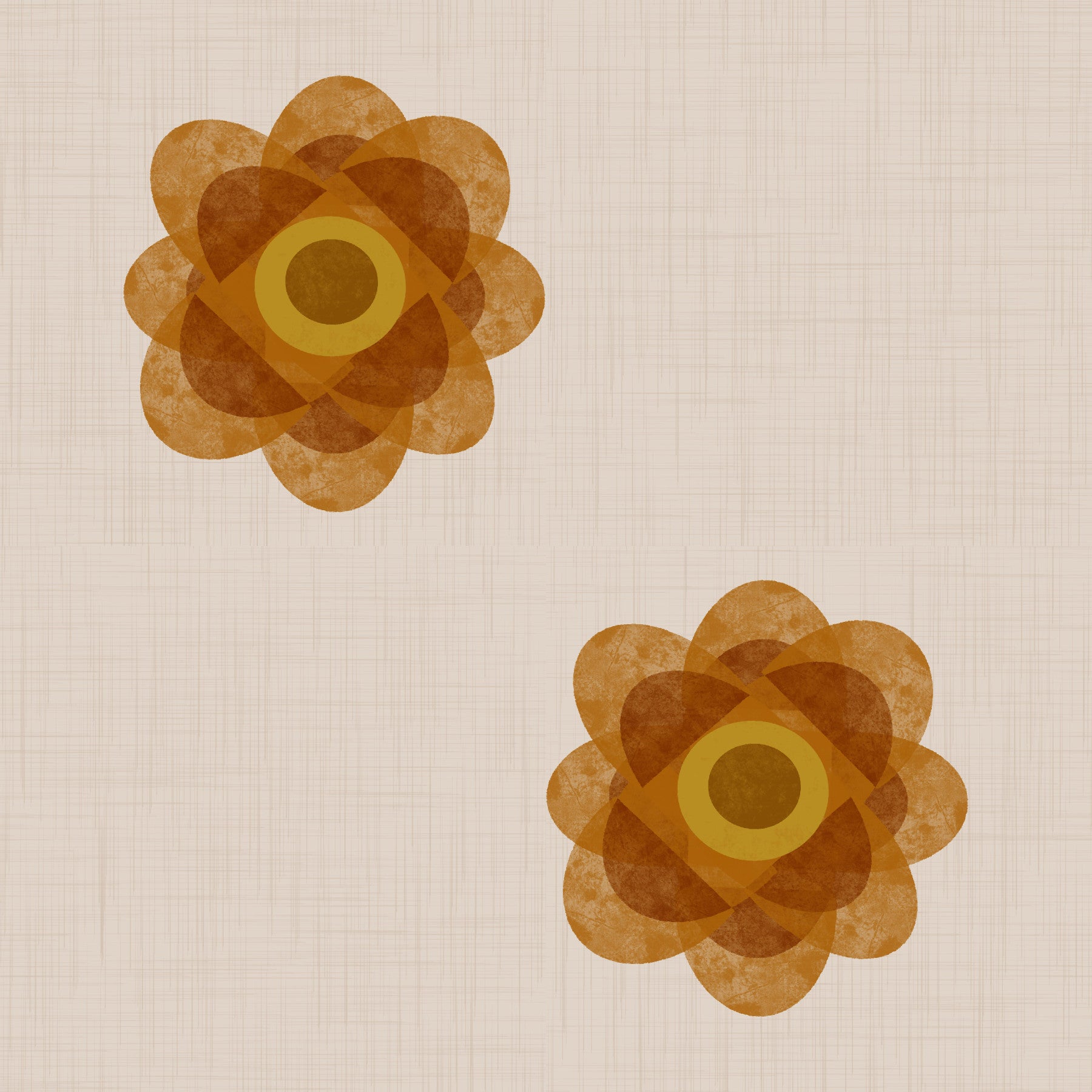 Japandi Bloom - Soft Linen Minimal Orange Floral Wallpaper⁠ in your room — zoomed