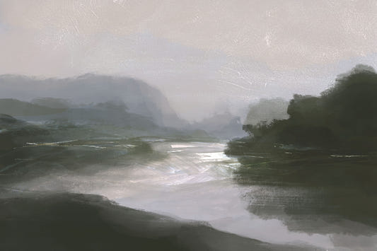 Misty River Scape Wall Mural -2926925