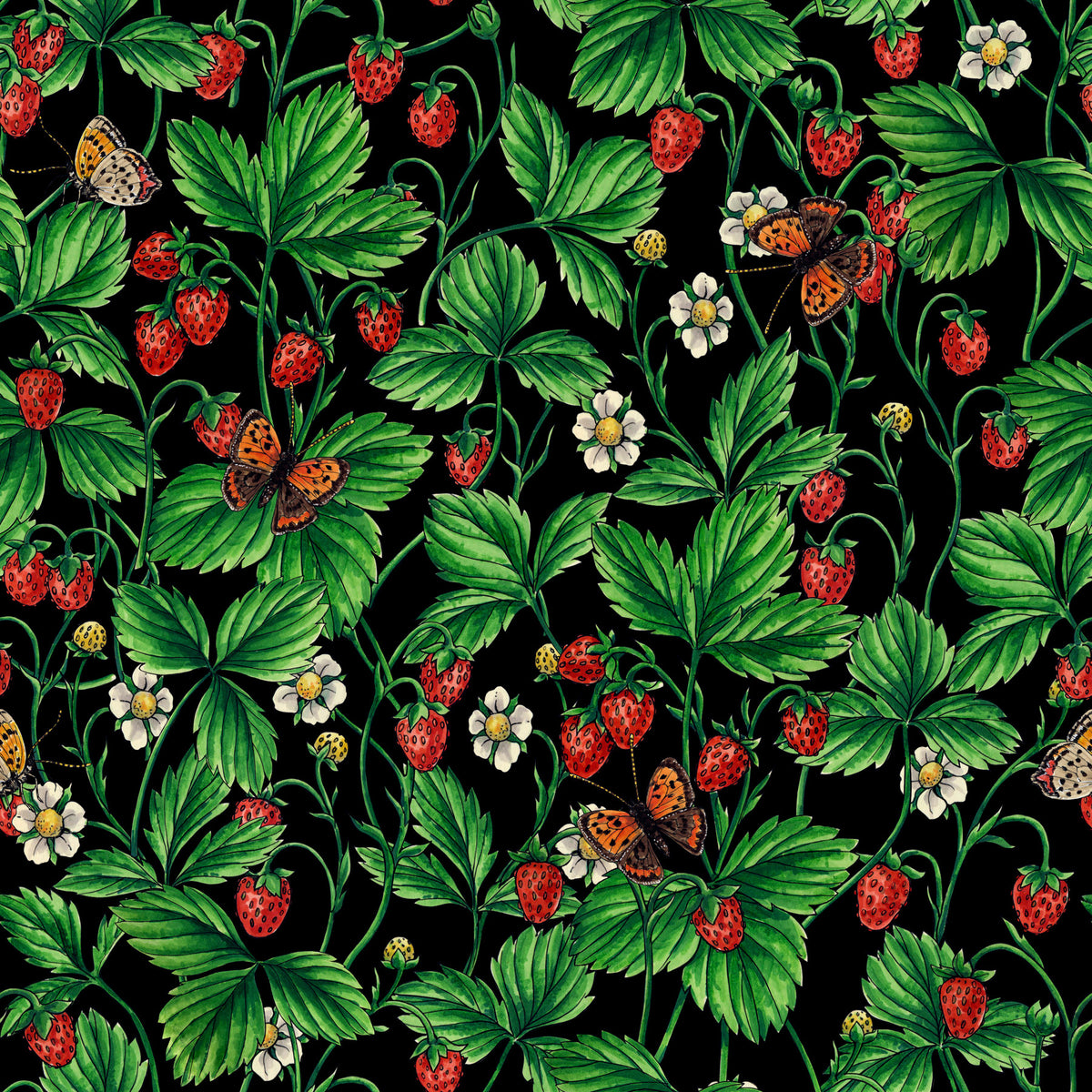 Wild roses and butterflies /pink/pale green/yellow/off white Wallpaper⁠ in your room — zoomed