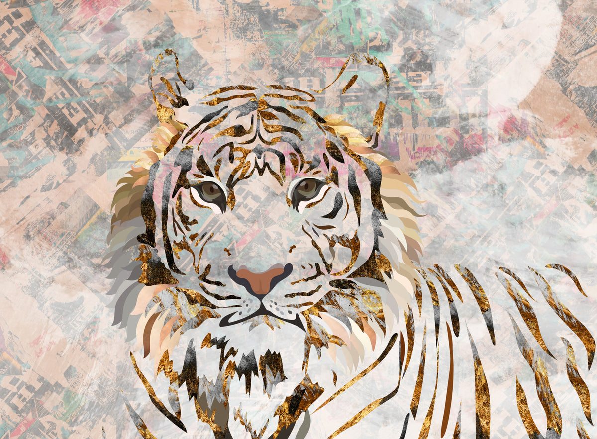 Gilded Tiger Collage Wall Mural -2466698 in your room — zoomed