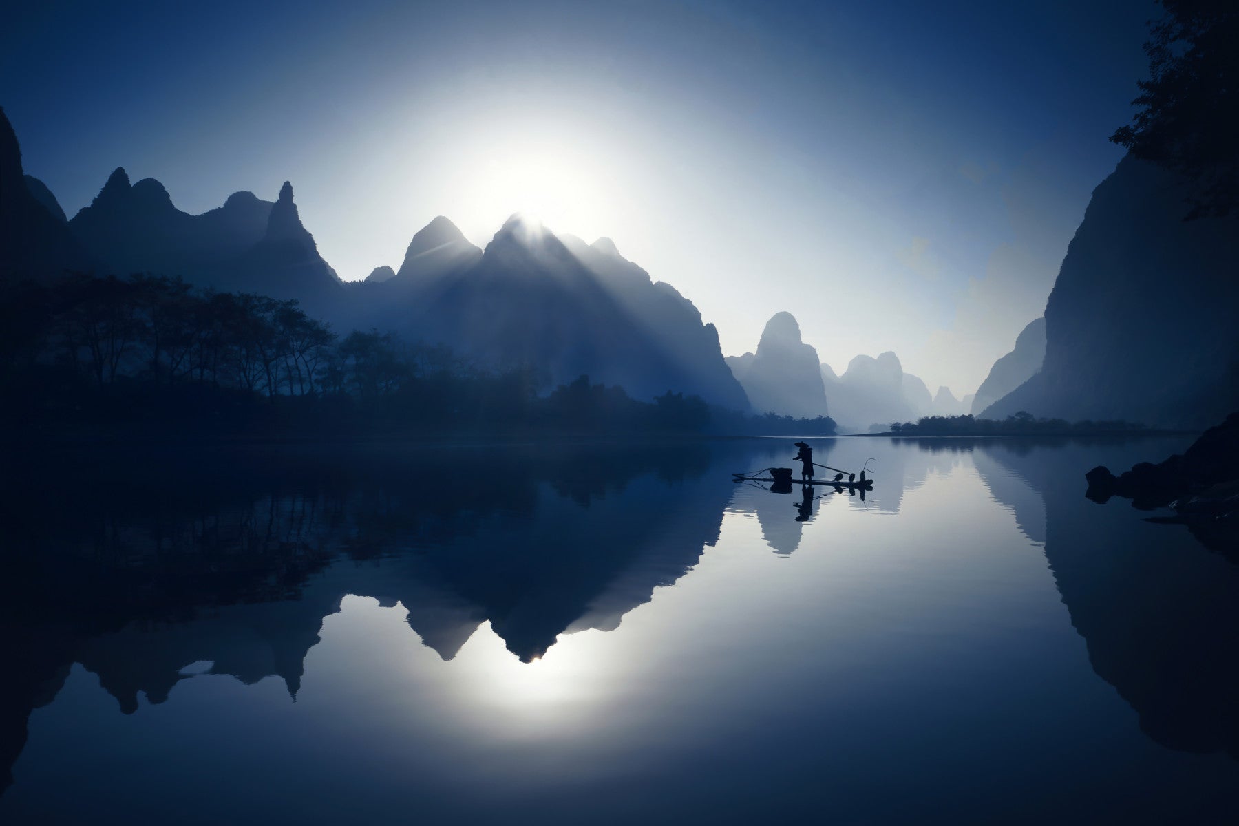 Serene Dawn: Yangshuo's Whisper Wall Mural - 2558010 in your room — zoomed