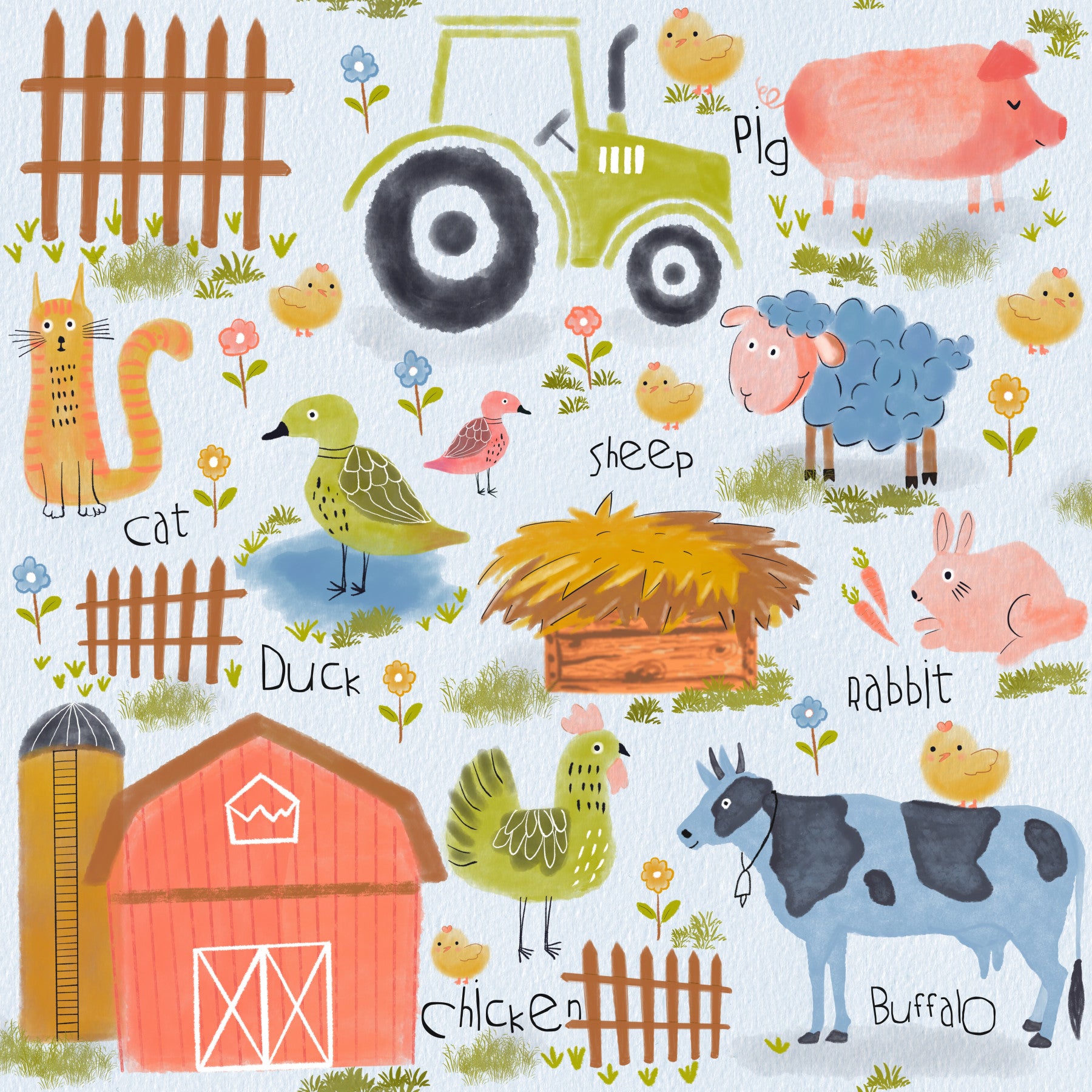Farm Friends Fun Wallpaper⁠