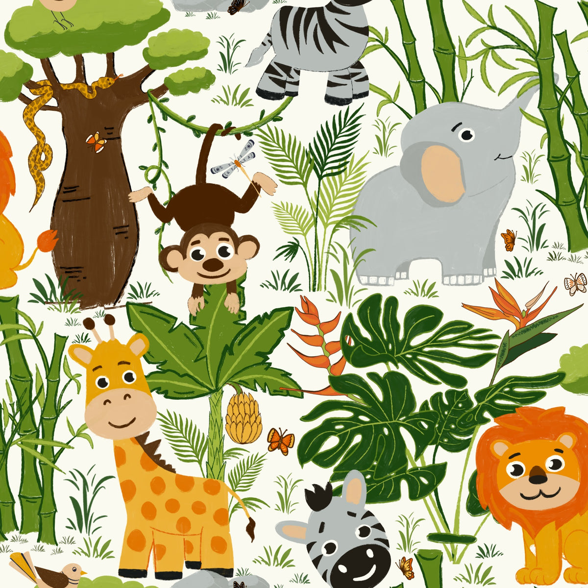 Jungle Friends Adventure Wallpaper⁠ in your room — zoomed