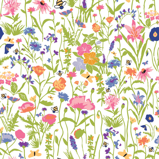 Meadow Blooms & Bees Wallpaper⁠