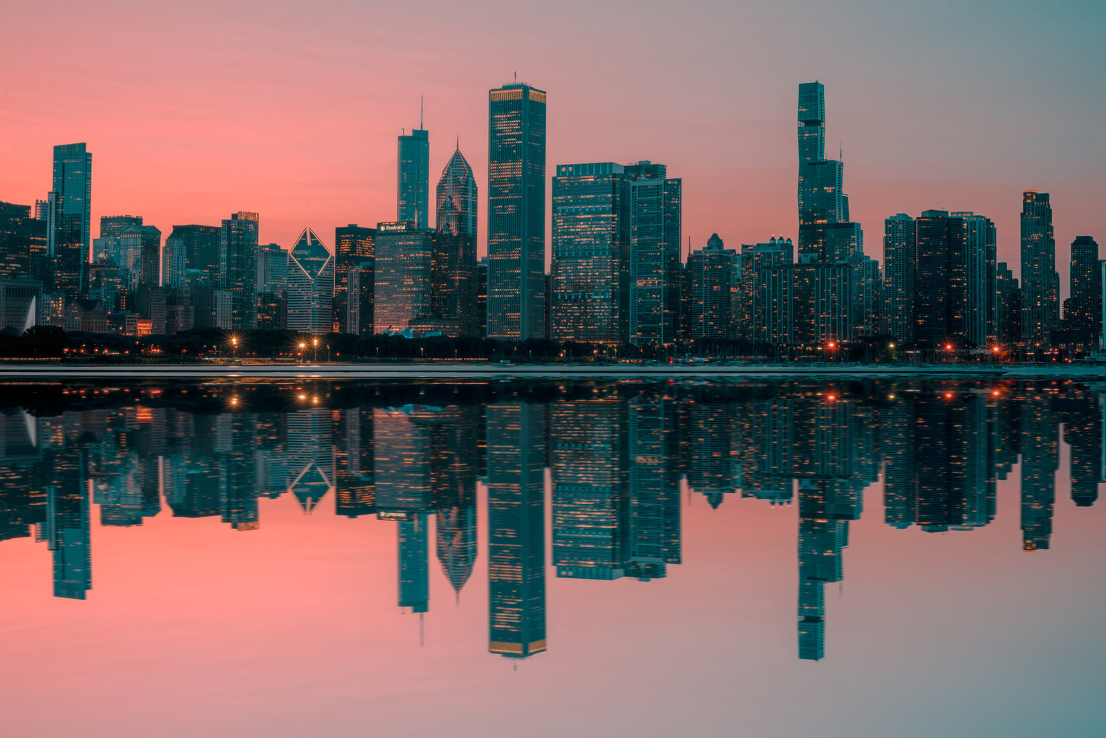 City Lights Reflected Wall Mural -2598150