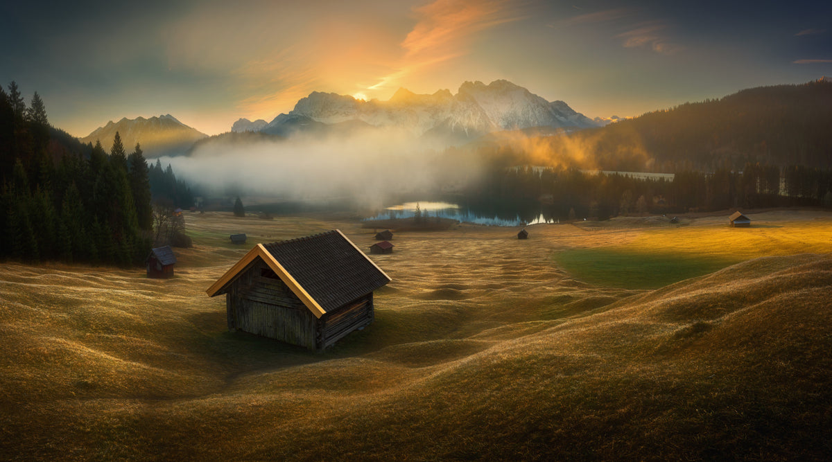 Alpine Dawn Hut Wall Mural -2310949 in your room — zoomed