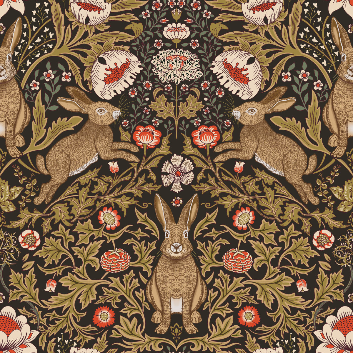 Hare & Bloom Wallpaper⁠ in your room — zoomed