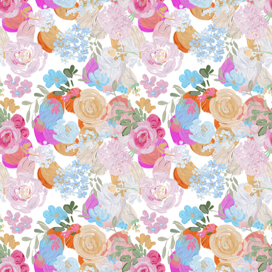Thick oil painted spring vibe magenta floral dream pattern Wallpaper⁠